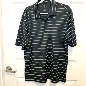 Nike Golf Polo Fit Dry Collared Men Large Striped Short Sleeve Grey Green